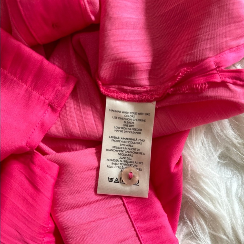 Anthropologie Pink Notched Collar Button Down Shirt - Picture 5 of 8
